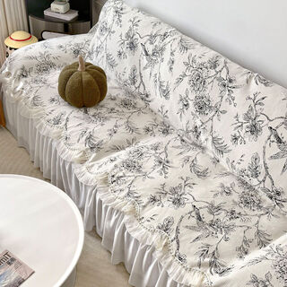 Fantasy sofa cover sofa cover sofa cover sofa blanket whispering camellia hepburn black 180x380cm suitable for four-seater sofa