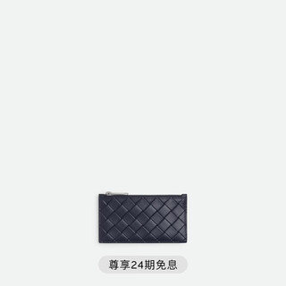 Bottega veneta bv new year's gift, new men's stamp woven zipper card holder for boyfriend, dark blue, one size fits all