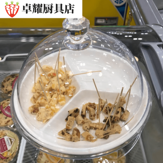 Tuojin plastic cover transparent round dessert tray bread display plate fruit tasting plate with cover three compartments 2 whole plate 25cm fruit plate + 26cm acrylic cover