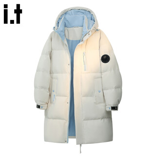 Chocoolate it american trendy brand color-blocking design long cotton coat for men winter cold protection and warm thickened hooded jacket apricot s recommended 80-110jin jin equals 0.5 kg