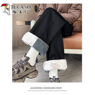 Woodpecker (tucano) official goose down down pants for women's outer wear in winter 2026 new high-waisted thickened cold-proof cotton pants casual sports pants black-white goose down xl weight 116-130jin jin equals 0.5 kg