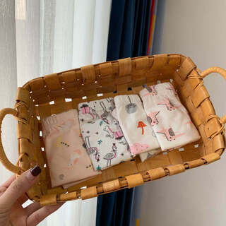 Abja children's underwear korean style printed type a cotton boys and girls boxer briefs 4 pack boxer briefs forest animals (girls-children) 100