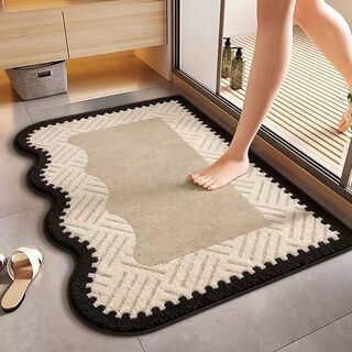 Fantasy simple bathroom absorbent floor mat, toilet door mat, imitation cashmere plush mat, home foot mat, toilet door carpet ly-fanyue-curved edge upgraded imitation cashmere 45*70cm*2 two-piece package super discount