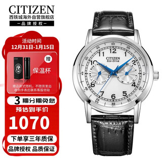 Citizen (citizen) light kinetic energy movement internet celebrity small blue needle dual calendar display fashion casual waterproof belt men's watch ao9000-06b