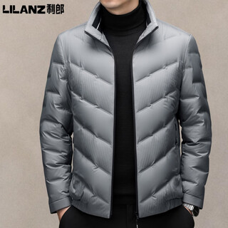Lilang shopping mall same style Мужская легкая пуховая куртка Мужская с воротником-стойкой Деловая повседневная теплая куртка на утином пуху Средняя мужская 90 white duck Светло-серая xl 180 Рекомендуемый вес 135-150 jin jin равен 0,5 кг