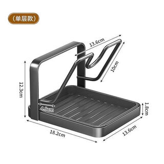 Tuojin imported quality new pot lid rack from japan, countertop spatula rack, kitchen multi-functional storage rack, household vertical, gun gray, single-layer pot lid rack, 1 can hold both large and small pot lids