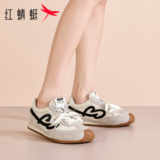 Red dragonfly women's shoes casual shoes women's low-top lace-up versatile soft-soled sports shoes women's wear-resistant lightweight comfortable running moral training shoes wtb162481 beige (3.5cm) 35