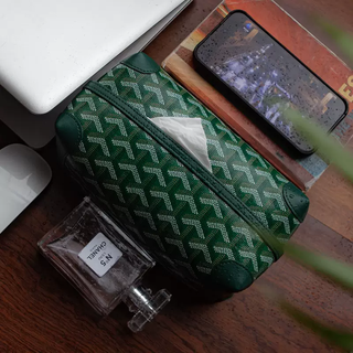 Yusenyi creative tissue box high-end 2025 new living room tissue box toilet bathroom car tissue box desktop trend large size jasper green canvas printed tissue box