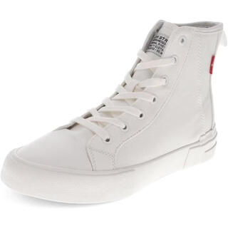 Levi's women's high-top canvas shoes, comfortable, cushioning, durable, wear-resistant, lightweight, breathable, ankle-supporting, white canvas material initial