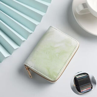 Jiayin card bag for women, anti-degaussing, multi-card slots, small, fresh, large-capacity driver's license, small, cute, mini coin purse, light green, 18 cards + 2 functional slots