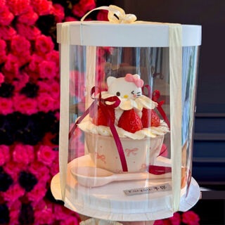 Fantasy transparent round birthday cake box 14 four 6 six 8 eight 10 ten 12 inches black layer festival gift packaging round transparent black 10 pieces 8 inches five layers 26x26x45cm