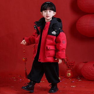 Ultraman boys red down jacket winter new year's eve thickened 26 new children's new year's bread clothes winter jacket baby red 130 cm recommended height is about 125cm