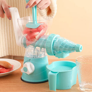 Manual juicer household hand-cranked pomegranate juicer small portable fruit orange residue juice separation squeezer blue