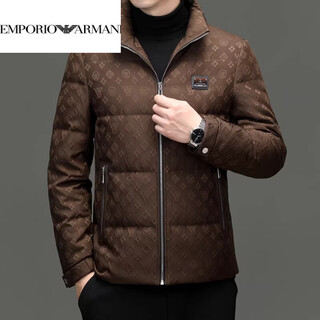 Emporio armani armani 2025, новинка зимы, мужской белый утиный пух, деловой повседневный модный однотонный теплый пуховик, мужской верх коричневого цвета, размер 2xl рекомендуется 150-170 jin jin равен 0,5 кг
