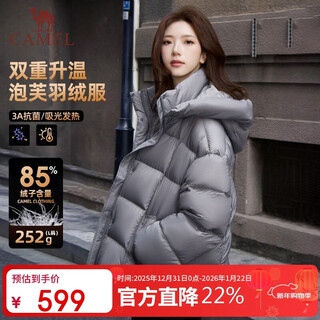 Camel women's short down jacket 2025 winter new high puff warm hooded bread down jacket