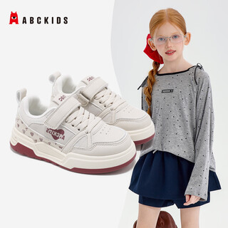 Abc kids official flagship store 2026 spring new children's casual shoes, lightweight sneakers, fashionable girls' breathable sneakers, white and red 27, inner length about 17.1cm/recommended foot length 16.6cm