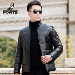 Fuqing mink fur collar genuine leather down jacket thickened and warm winter men's stand-up collar down jacket leather jacket for men