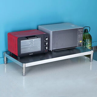 Fantasy stainless steel single-layer storage rack floor-to-ceiling countertop storage kitchen supplies storage rack microwave rice cooker one layer length 35 width 30 height 15 cm