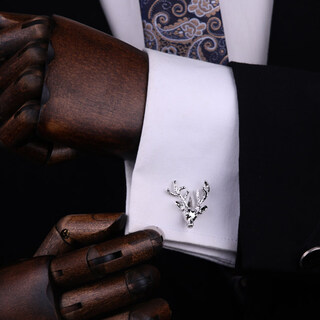 Lieshang has you all the way french shirt cufflinks, shirt buttons, men's suit cuff studs, shirt light luxury cuff studs, french cufflinks (silver deer)_silver