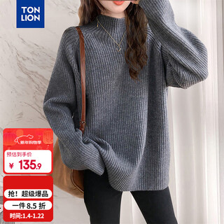 Tonlion 2025 autumn and winter temperament women's simple half-turtle collar pullover sweater