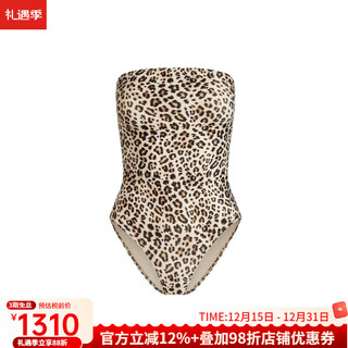 Skims women's sexy strapless one-piece swimsuit with tube top design leopard print comfortable beach swimsuit slim and fashionable new champagne leopard leopard print xs (suitable for waist 61-66cm)