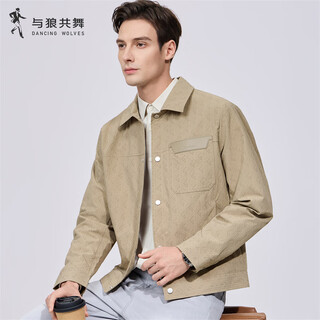 Dances with wolves old money style lapel jacket men's old flower printed commuting casual easy-care jacket 701 khaki s