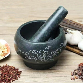 Fantasy bluestone stone mortar garlic mortar garlic pounder medicine jar stone cup masher food supplement grinder outer diameter 30cm with hammer