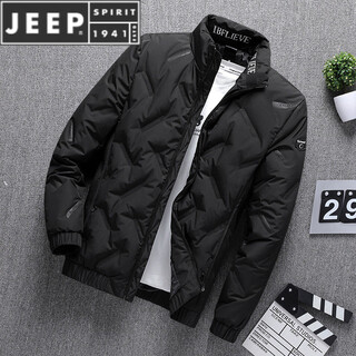 Jeep spirit2025 new jacket down jacket men's autumn and winter thickened warm stand-up collar short handsome jacket winter black duck down m