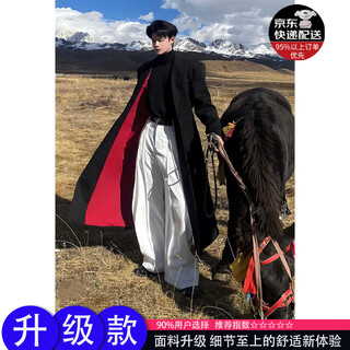Xuansentu (xuansentu) black red inner long woolen coat men's winter style handsome godfather windbreaker suit shoulder pad woolen jacket trendy black suit windbreaker upgrade 90% buyers choose xl 135-150jin jin is equal to 0.5 kg