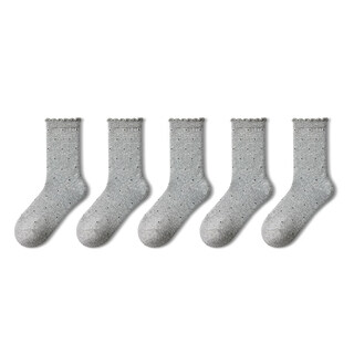 Pami gray lace polka dot socks for women spring and autumn 2025 new mid-calf socks miu series cute pile socks long socks 5 light gray one size fits all (suitable for sizes 36-39)