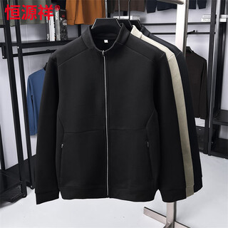 Hengyuanxiang autumn and winter stand collar german velvet cardigan sweater men's half turtle collar zipper new warm jacket top black m