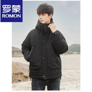 罗蒙（ROMON）羽绒服男外套三防时尚户外2025冬季冲锋衣保暖防寒服痞帅 黑色 M 95-120
