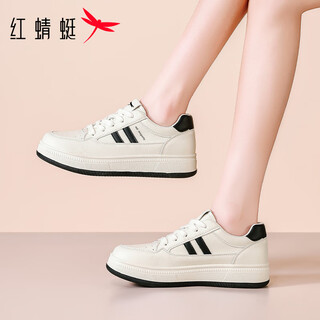 Red dragonfly (red dragonfly) women's casual shoes, versatile and comfortable sports shoes for women, thick soles, wear-resistant, lightweight, low-top lace-up women's white shoes exb160951 beige (3.5cm) 35
