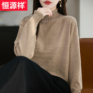 Hengyuanxiang 2026 new half turtle collar knitted bottoming shirt women's western style large size women's top autumn and winter benming new year red sweater camel m