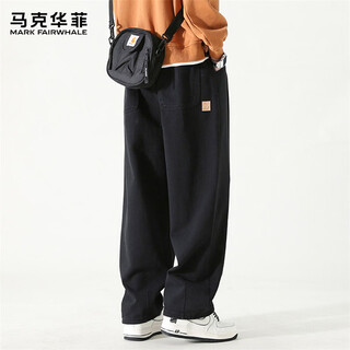 Mark fairwhale pantalones de invierno para hombre, pantalones casuales americanos, pantalones holgados de pierna ancha a la moda para hombre, negro 3xl