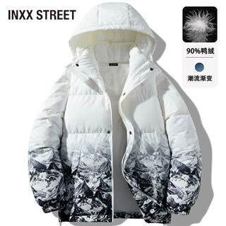 Inxx (inxx) inxx street trendy men's and women's gradient winter down jacket 90 thickened casual hooded warm jacket white s recommended 105-115 jin jin equals 0.5 kg