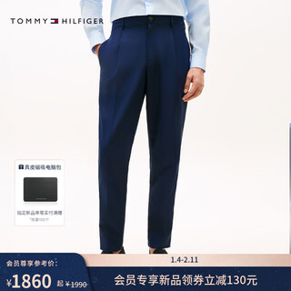 Tommy hilfiger26 nuevos pantalones cónicos plegables a cuadros pequeños de negocios para hombres de primavera y verano, pantalones casuales, azul oscuro dca 31