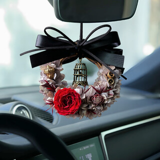 Car pendant, everlasting flower garland, finished rearview mirror decoration, valentine's day gift, wedding souvenir, home decoration, island of scepters_(double-sided garland)