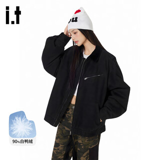 Ground zero couple style jacket retro style 90 white duck down contrast color lapel down jacket black 2xl