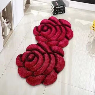 Fantasy simple modern 3d three-dimensional rose floor mat wedding room living room carpet ins style no-wash rose red 70x140 cm