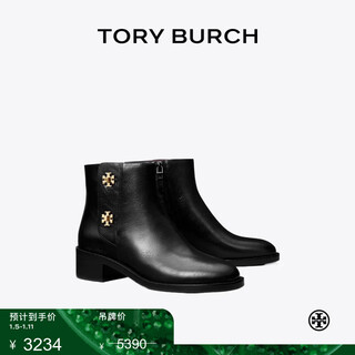 Tory burch new year's gift autumn and winter low heel zipper low fashion boots tb 156270 black 006 37.5 7