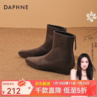 Daphne short boots women's low heel ankle boots 2025 new versatile autumn british style autumn and winter women's boots brown 38 (240mm) standard size