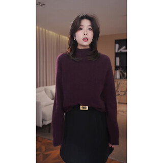 Gzqj soft velvet color spectrum sheep wool cashmere minimalist style half turtleneck sweater women's new winter bottoming shirt 7296 sauce red m 38 recommended 120-140jin jin equals 0.5 kg