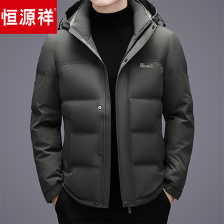 Hengyuanxiang down jacket men's middle-aged short jacket thickened casual goose down warm winter coat thickened military green m 170