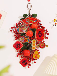 Xushansi 2026 horse new year decoration door pendant festive garland spring festival new year arrangement supplies happy tree pendant indoor fortune fruit pendant dragon and phoenix presenting prosperity/regular style