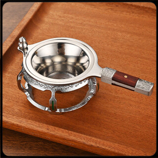 He jiagong tea drain 304 stainless steel tea drain tea set accessories tea filter tea filter tea filter combination filter holder jixiang ruyi-304 silver tea drain + silver octagonal base *