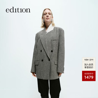 Edition blazer women's retro black and white plaid woolen gentleman's suit black and white plaid s 160