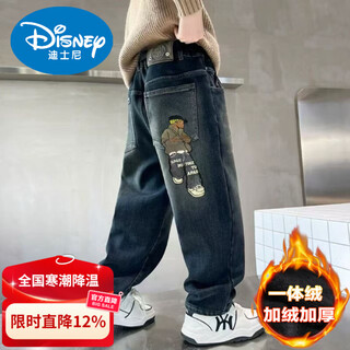 Disney boys' jeans and velvet pants spring and autumn 2026 new korean style one-piece velvet thickened pants for medium and large children new street dance velvet thickened 130 cm
