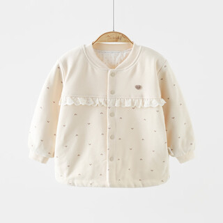 Garden city baby home wear top autumn and winter 40g quilted sweet lace baby girl thin cotton warm split collar jacket milk coffee color 40g quilted丨suitable for 15-20 degrees 90 cm 12-14kg丨buy the fit according to your height