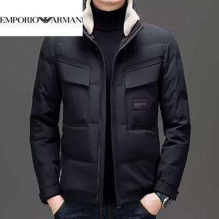 Emporio armani armani, зимний новый пуховик с воротником-стойкой, мужской ветрозащитный, теплый, со съемным меховым воротником, для папы средних лет, мужской, черный, xl 175 110-125jin jin равен 0,5 кг